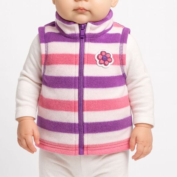Faded Glory girls fleece striped vest Size 0-3 months - Picture 1 of 6